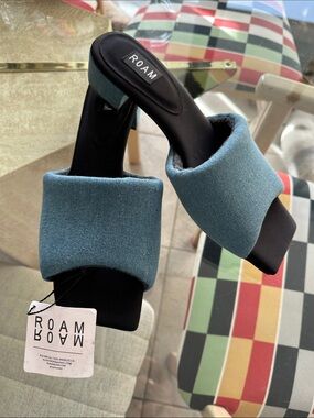 ROAM Denim Sliver Slides with Heel